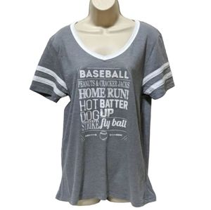 NWT Gray Baseball Monogram V-neck T-shirt